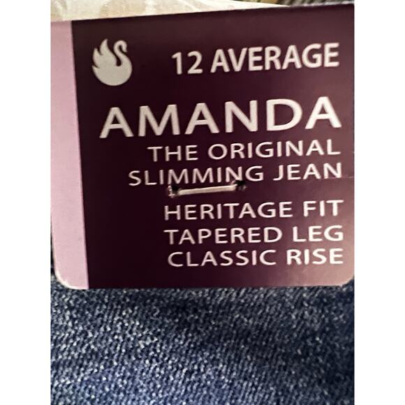 NWT GLORIA VANDERBILT BLUE AMANDA HERITAGE FIT JEANS SIZE 12 EMBELLISHED BK PKTS - Picture 5 of 6